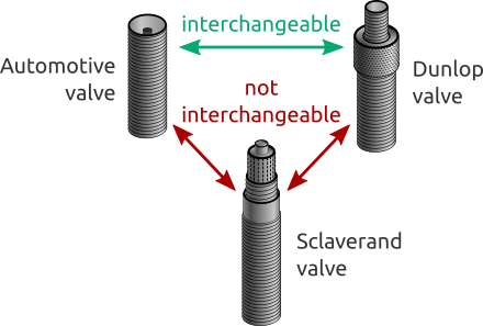 Interchangeable bike valve types